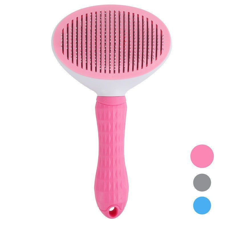 Escova Autolimpante para Pets com Remoção de Pelos de Gato e Cão com Um Clique,